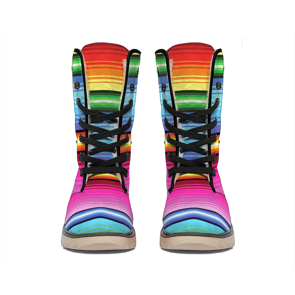 Cinco De Mayo Mexican Stripe Print Winter Boots