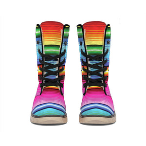 Cinco De Mayo Mexican Stripe Print Winter Boots