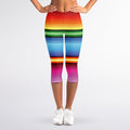 Cinco De Mayo Mexican Stripe Print Women's Capri Leggings