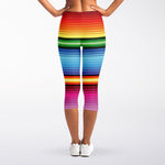 Cinco De Mayo Mexican Stripe Print Women's Capri Leggings