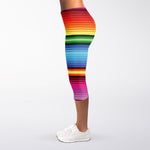 Cinco De Mayo Mexican Stripe Print Women's Capri Leggings