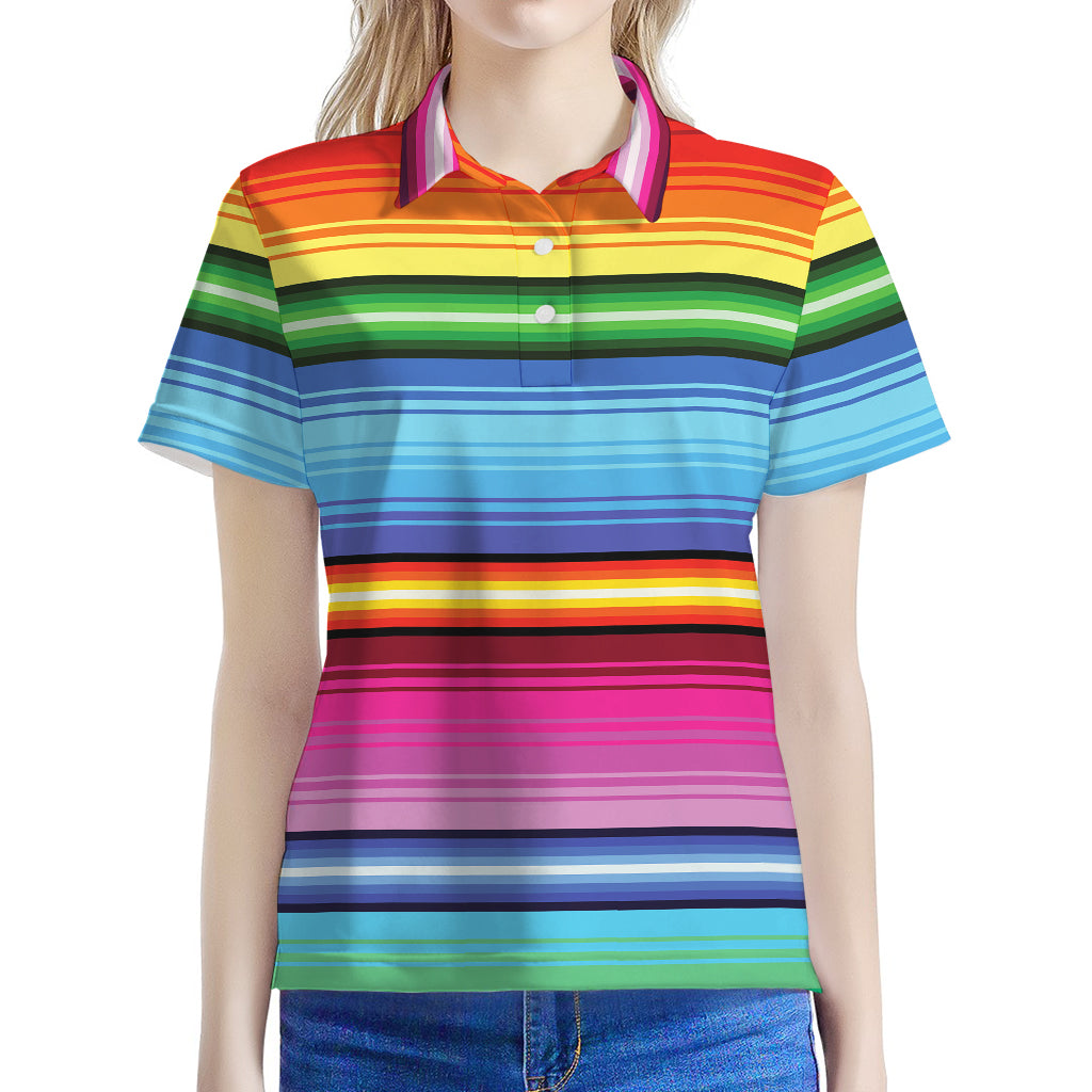 Cinco De Mayo Mexican Stripe Print Women's Polo Shirt