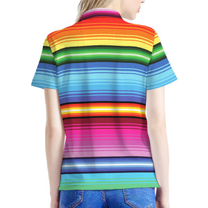 Cinco De Mayo Mexican Stripe Print Women's Polo Shirt