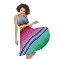 Cinco De Mayo Mexican Stripe Print Sleeveless Knee Length Dress