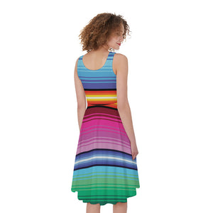 Cinco De Mayo Mexican Stripe Print Women's Sleeveless Dress