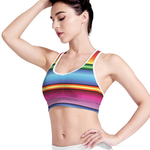 Cinco De Mayo Mexican Stripe Print Women's Sports Bra