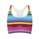 Cinco De Mayo Mexican Stripe Print Women's Sports Bra