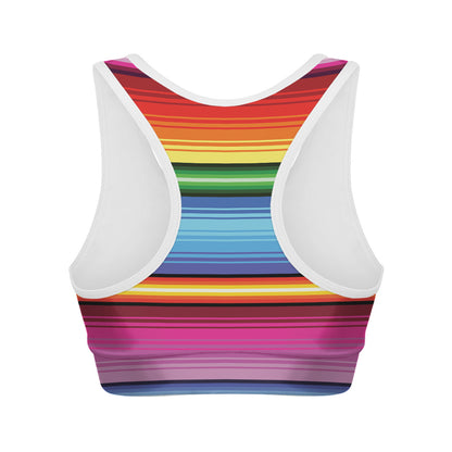 Cinco De Mayo Mexican Stripe Print Women's Sports Bra
