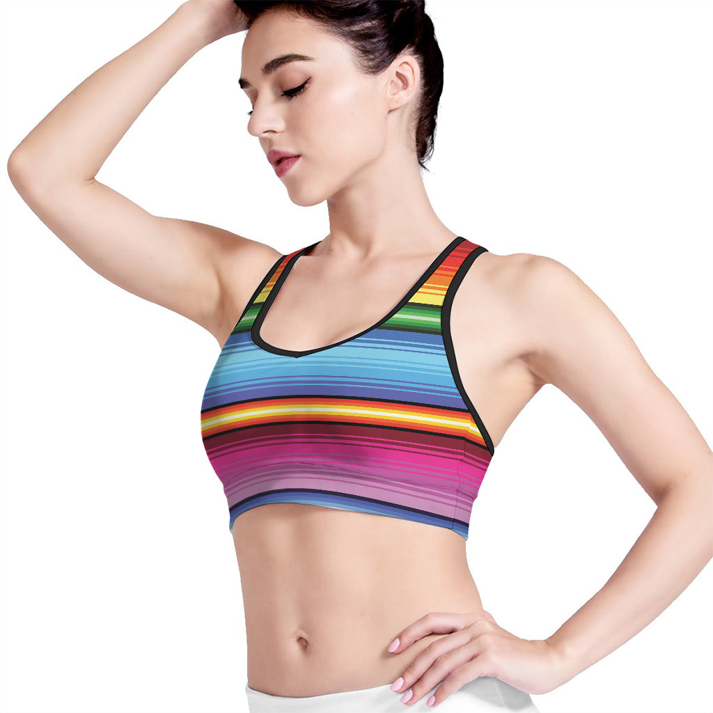 Cinco De Mayo Mexican Stripe Print Women's Sports Bra