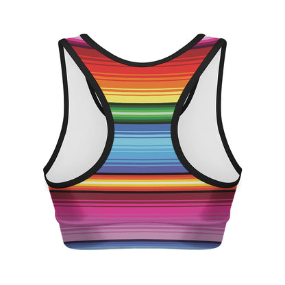 Cinco De Mayo Mexican Stripe Print Women's Sports Bra