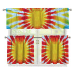 Circle Tie Dye Print 3 Piece Kitchen Curtains