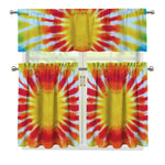 Circle Tie Dye Print 3 Piece Kitchen Curtains