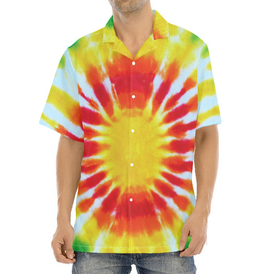Circle Tie Dye Print Aloha Shirt