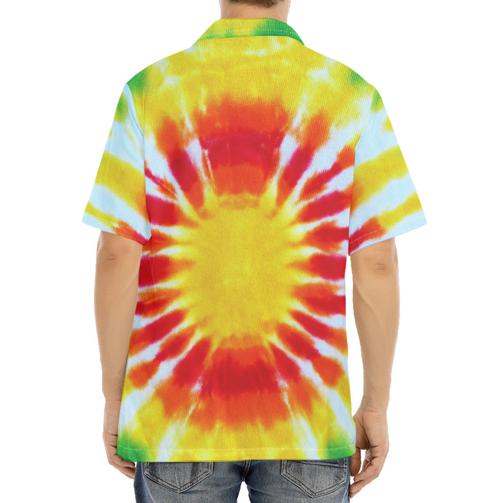 Circle Tie Dye Print Aloha Shirt