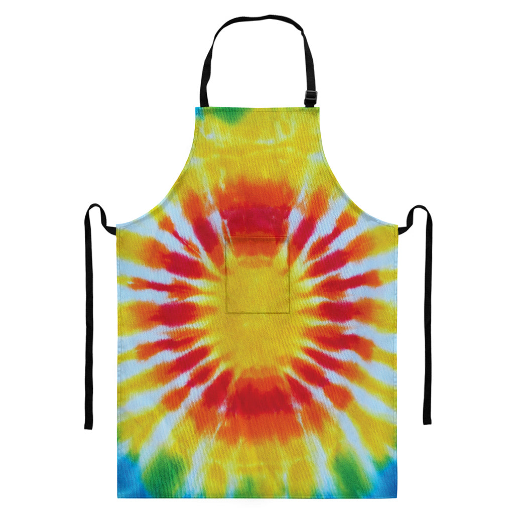 Circle Tie Dye Print Bib Apron With Pocket