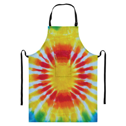 Circle Tie Dye Print Bib Apron With Pocket