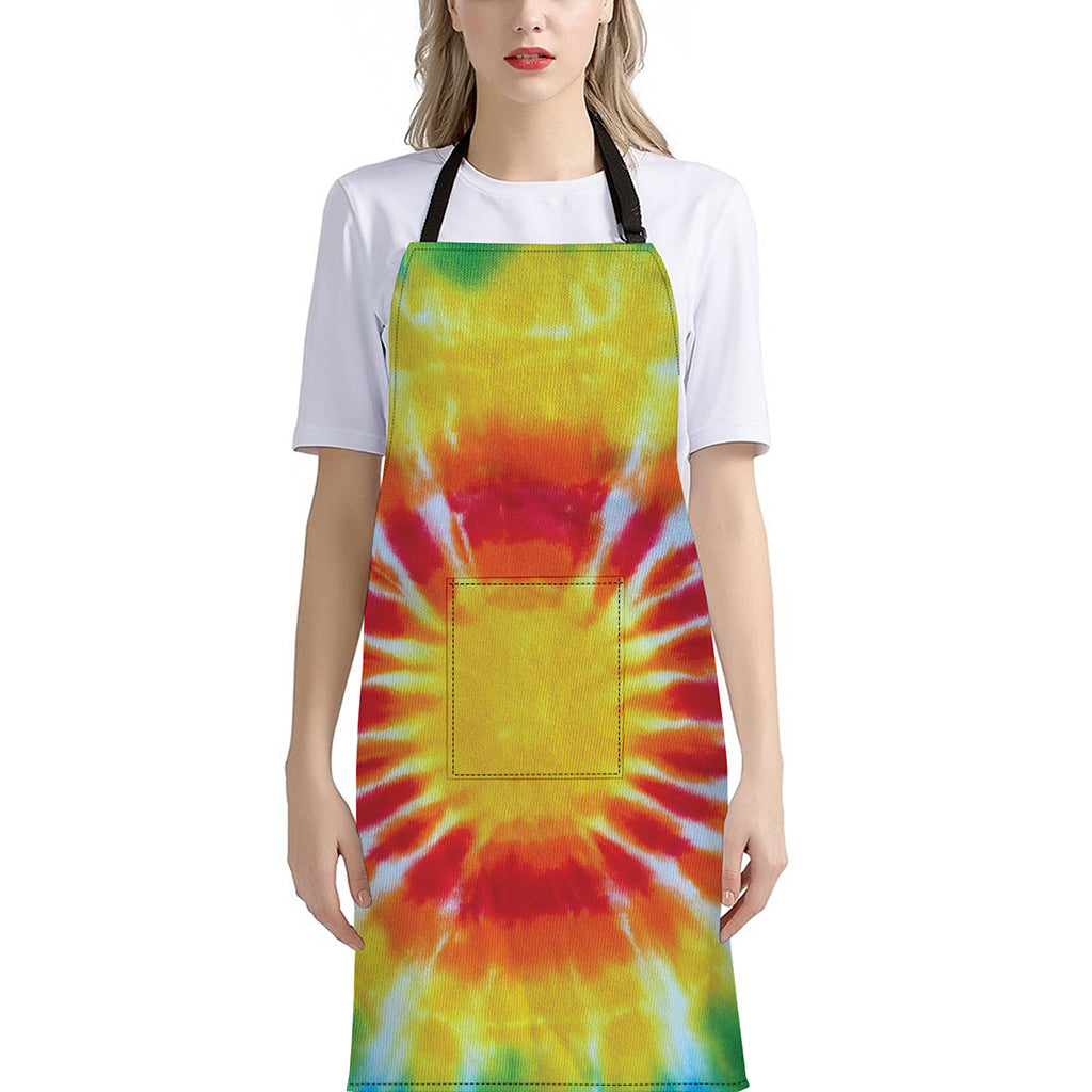 Circle Tie Dye Print Bib Apron With Pocket