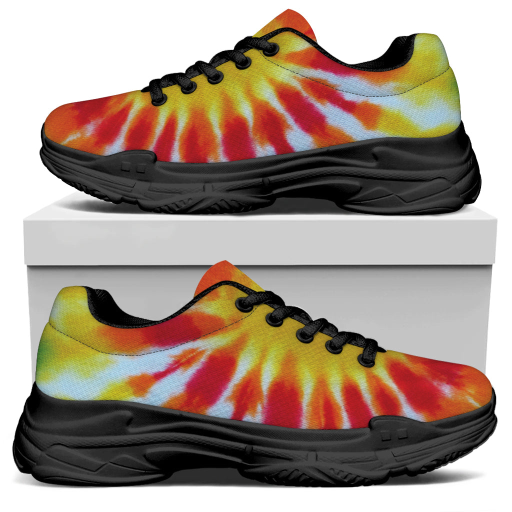 Circle Tie Dye Print Black Chunky Shoes