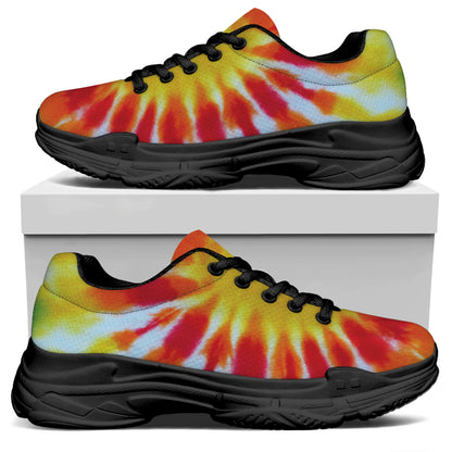 Circle Tie Dye Print Black Chunky Shoes