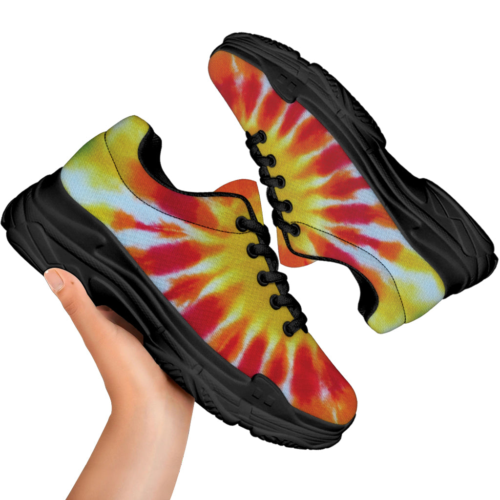 Circle Tie Dye Print Black Chunky Shoes