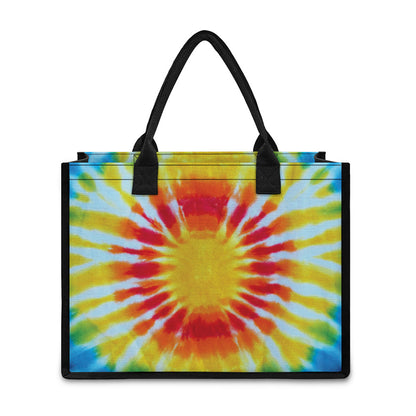 Circle Tie Dye Print Canvas Tote Bag