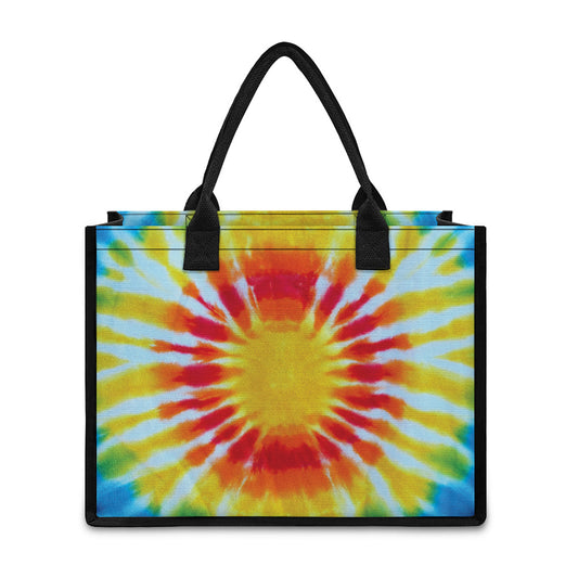 Circle Tie Dye Print Canvas Tote Bag