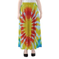 Circle Tie Dye Print Chiffon Maxi Skirt