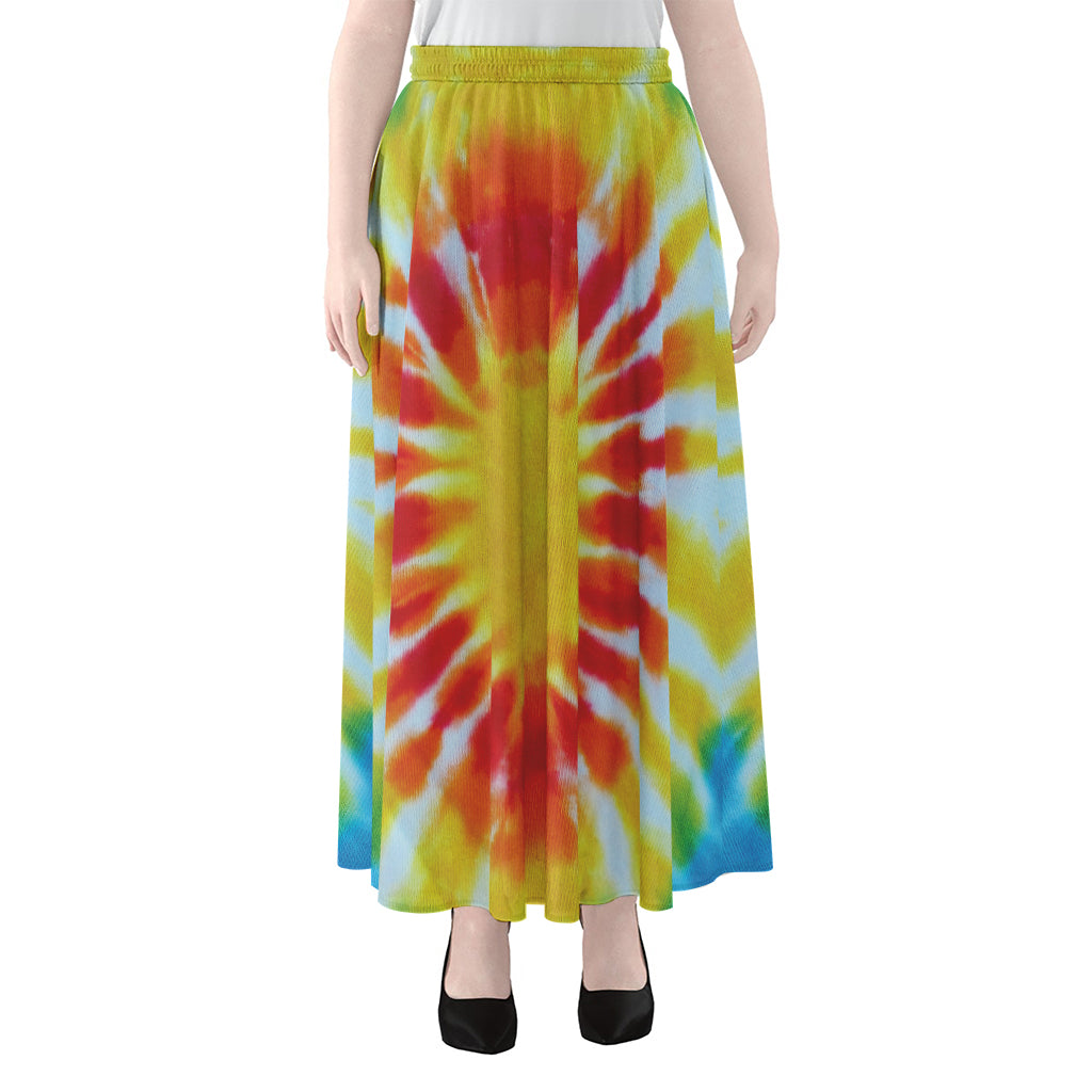 Circle Tie Dye Print Chiffon Maxi Skirt