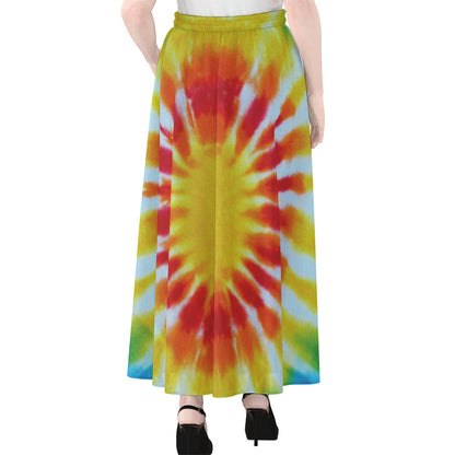 Circle Tie Dye Print Chiffon Maxi Skirt