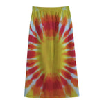 Circle Tie Dye Print Cotton Front Slit Maxi Skirt