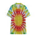 Circle Tie Dye Print Cotton Hawaiian Shirt
