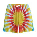 Circle Tie Dye Print Cotton Shorts