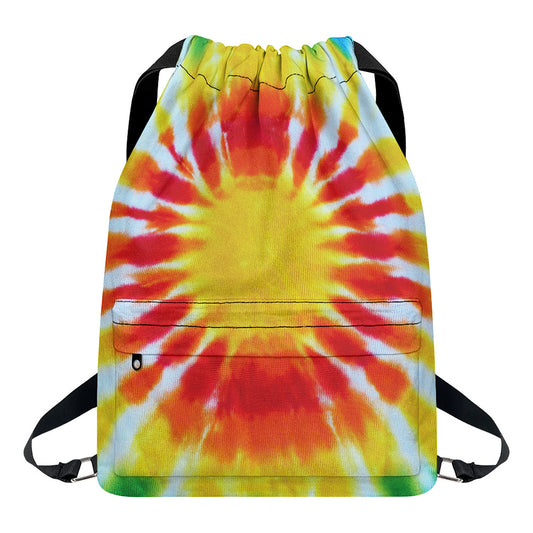 Circle Tie Dye Print Drawstring Backpack