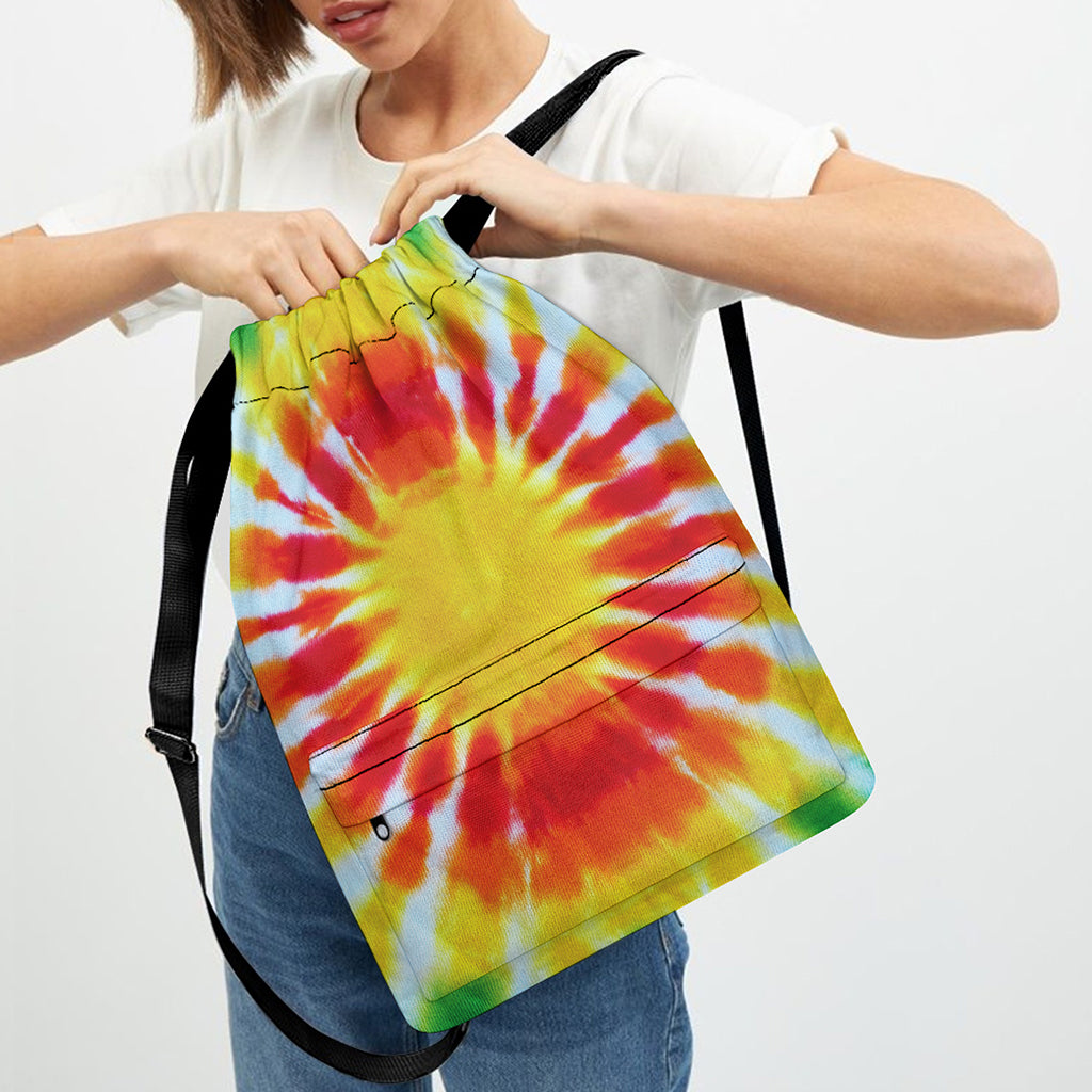 Circle Tie Dye Print Drawstring Backpack