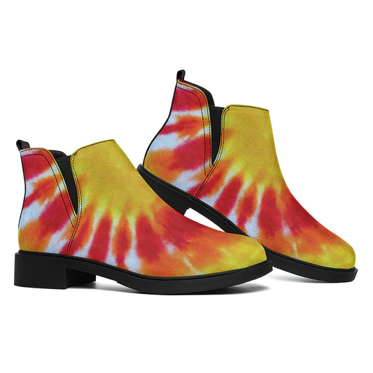 Circle Tie Dye Print Flat Ankle Boots