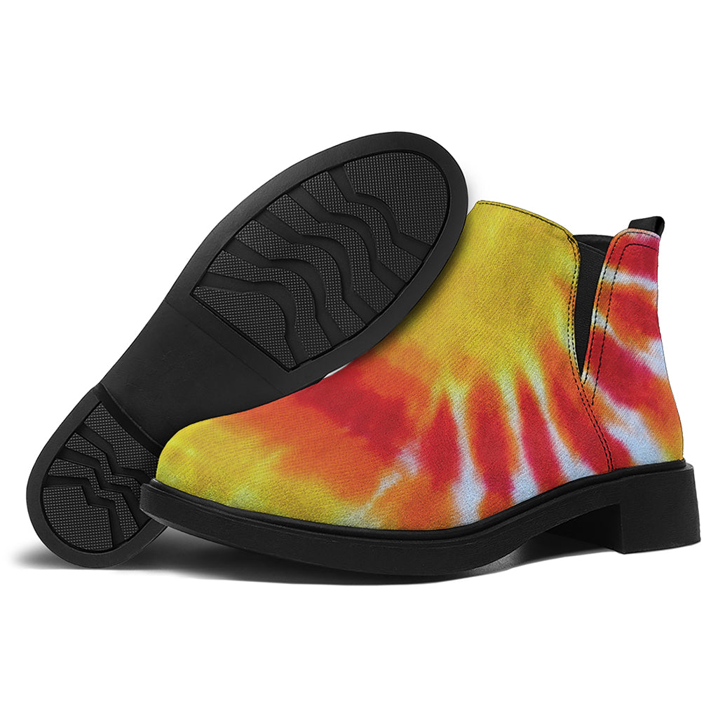 Circle Tie Dye Print Flat Ankle Boots