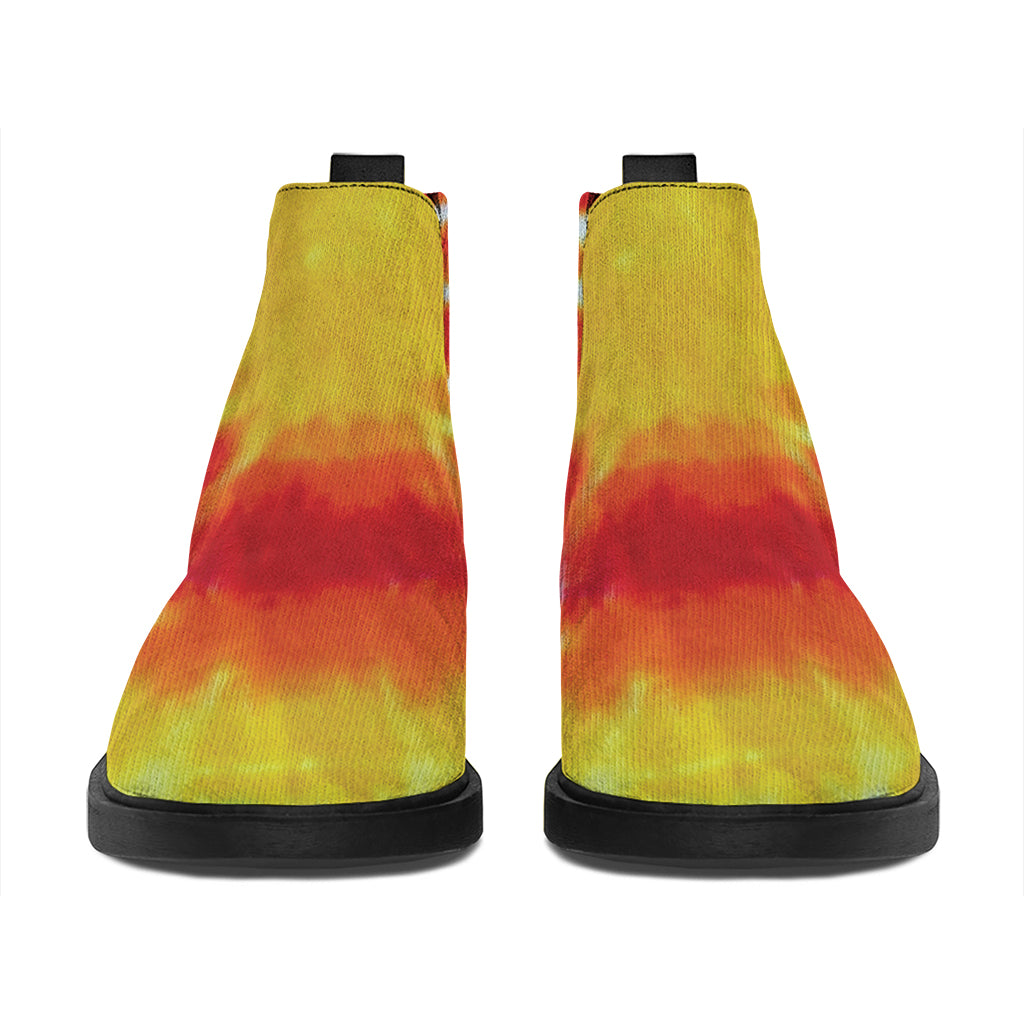 Circle Tie Dye Print Flat Ankle Boots