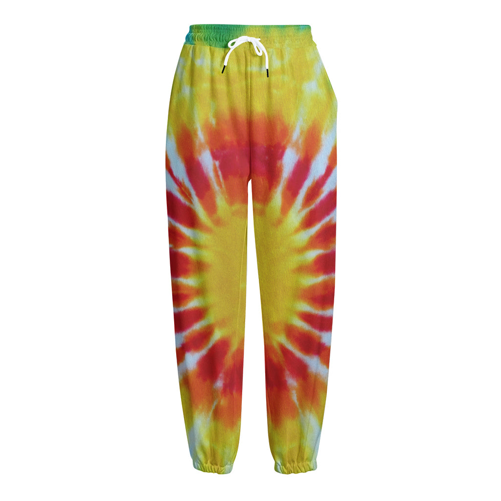 Circle Tie Dye Print Fleece Lined Knit Pants