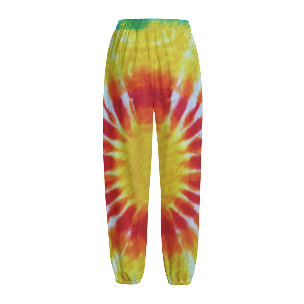 Circle Tie Dye Print Fleece Lined Knit Pants