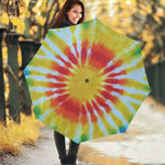 Circle Tie Dye Print Foldable Umbrella