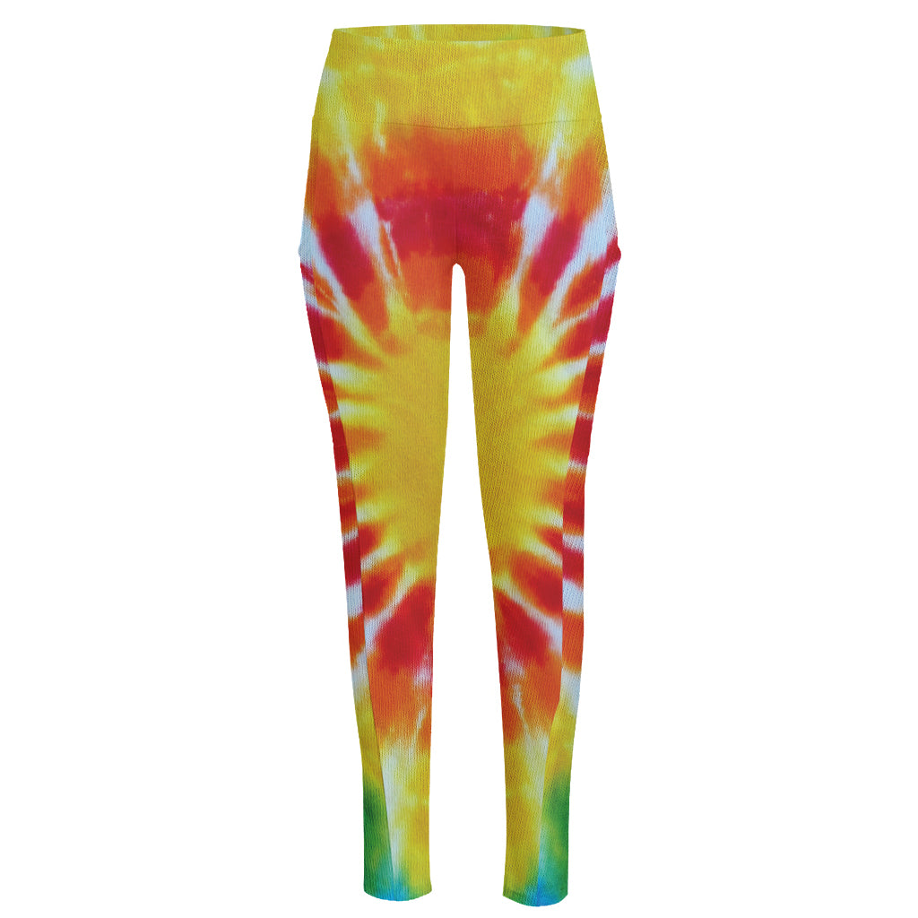 Circle Tie Dye Print High-Waisted Pocket Leggings