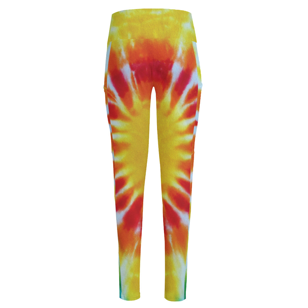 Circle Tie Dye Print High-Waisted Pocket Leggings