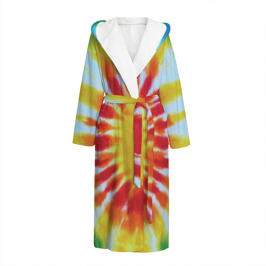 Circle Tie Dye Print Hooded Bathrobe