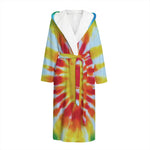 Circle Tie Dye Print Hooded Bathrobe
