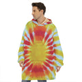 Circle Tie Dye Print Hoodie Blanket
