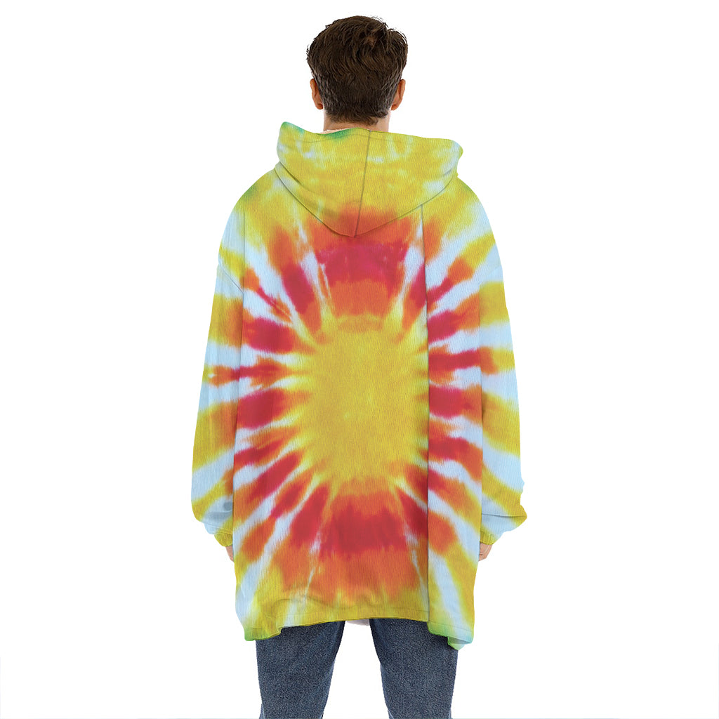 Circle Tie Dye Print Hoodie Blanket
