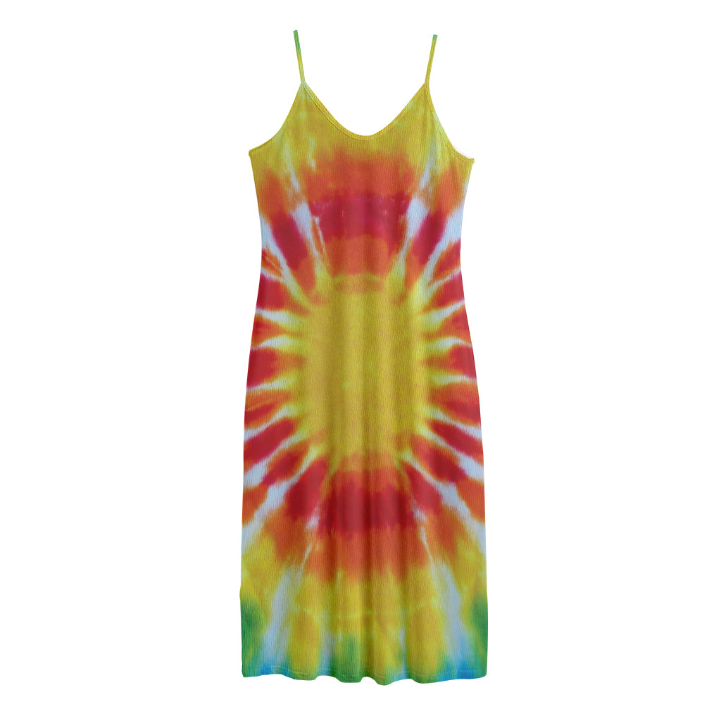 Circle Tie Dye Print Jersey Midi Cami Dress