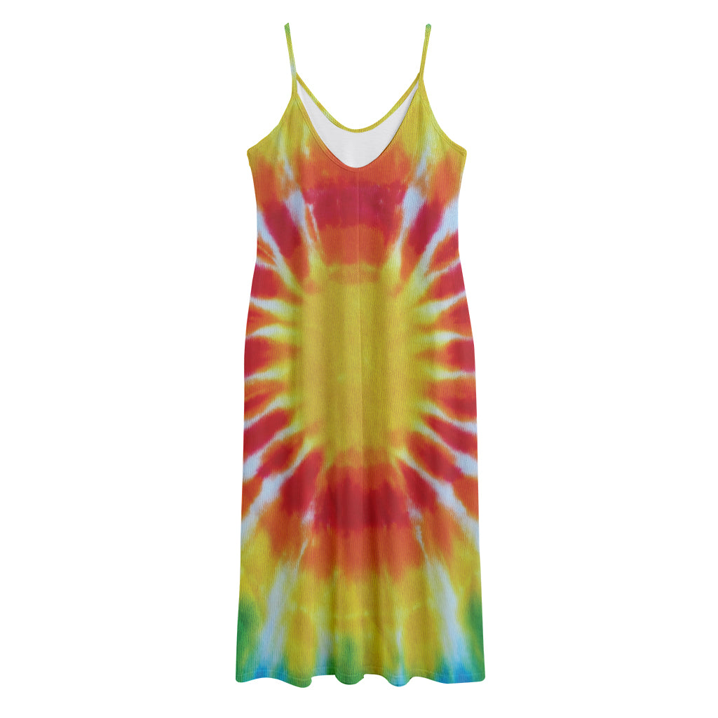 Circle Tie Dye Print Jersey Midi Cami Dress