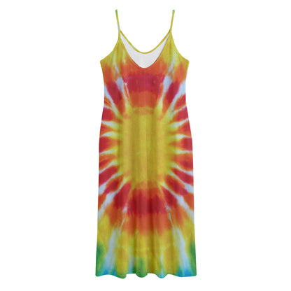 Circle Tie Dye Print Jersey Midi Cami Dress