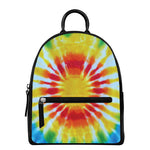 Circle Tie Dye Print Leather Backpack